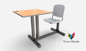 Bancas para comedor industrial de acero resistente, ideal para espacios de alto tráfico como fábricas o comedores institucionales.